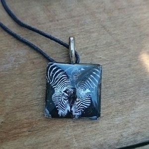 Hand Crafted Glass Tilhe Zebra Horse Pendant Gift Horse Lover Necklace Charm